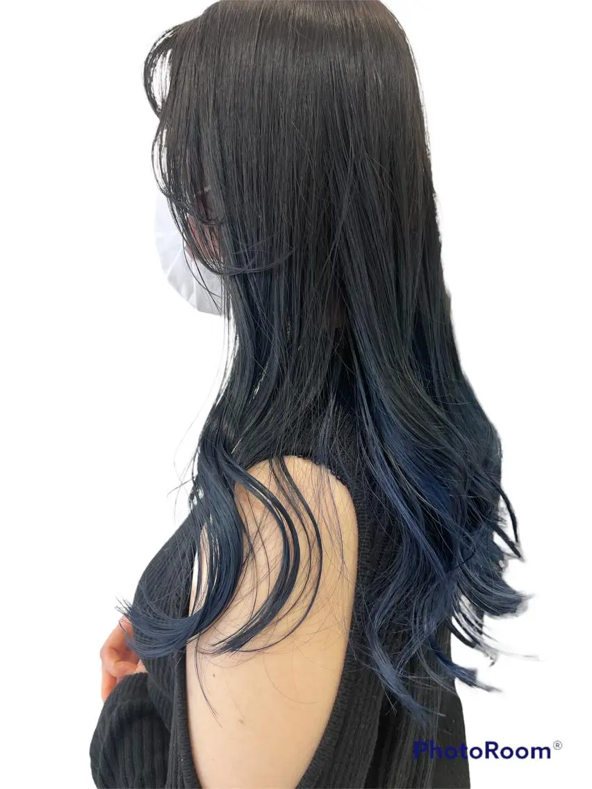 セミロング カラー インナーカラー ネイビーカラー 新宿駅近♡個室 ♡関口三都季🌜のヘアスタイル
