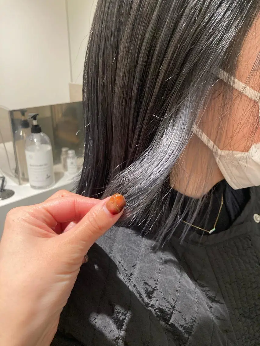 ミディアム カラー ヘアアレンジ ブリーチ オリーブ透明感カラー 表参道/MIKUのヘアスタイル