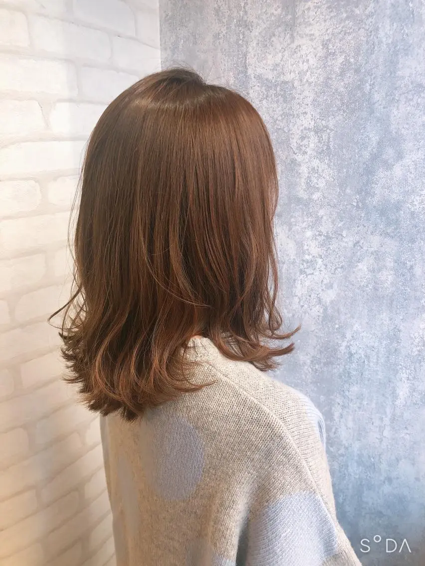 ミディアム カラー ベージュカラー カット ヘアカラー トリートメント れな/Zina博多 トレンド/顔周りのヘアスタイル