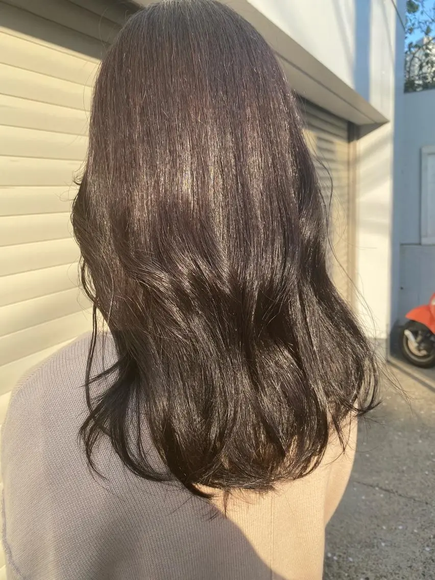 ミディアム カラー 黒髪 ブラウンカラー 透明感カラー ラベンダーカラー お任せヘア☘️☘️ 及川渚のヘアスタイル