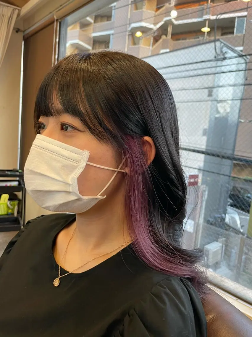 カラー 黒髪 イヤリングカラー ピンクカラー 🐾Kenta🐾✰ ブリーチカラー✰のヘアスタイル