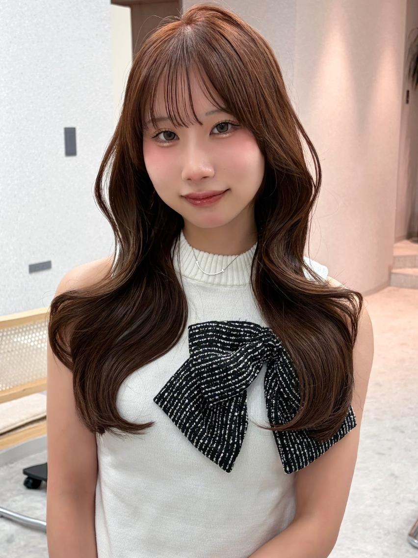 ロング カラー ブリーチ ブラウンカラー 透明感カラー ダブルカラー マロンブラウン カット ヘアカラー トリートメント さや🍀/透明感 カラー/ヘアセットのヘアスタイル