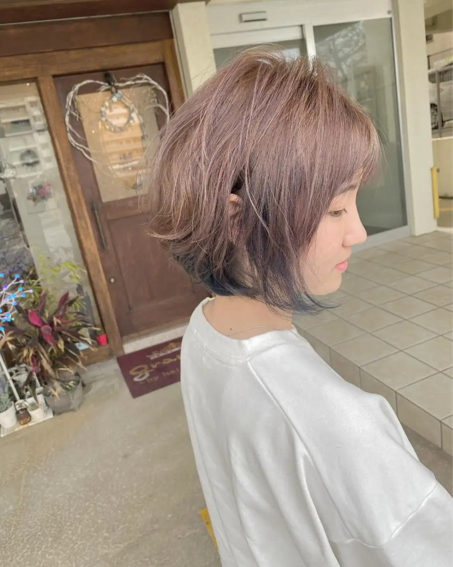 ショート カラー インナーカラー ネイビーカラー カット ヘアカラー トリートメント grand juteのヘアスタイル