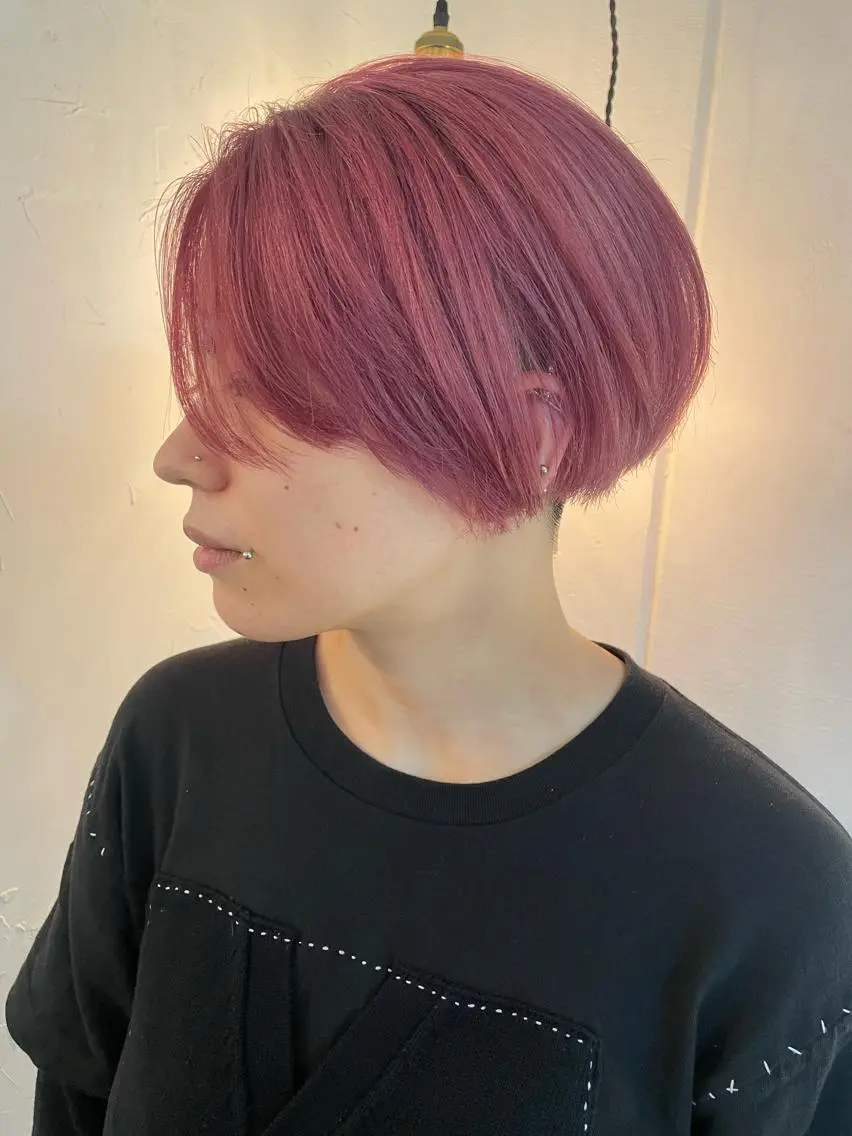 ショート カラー ピンクカラー 京都美容師 塩のヘアスタイル