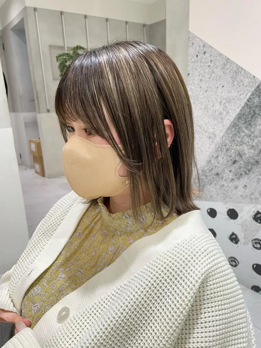 ミディアム カット ヘアカラー トリートメント ヘッドスパ ヘアセット オリーブ カラー✨有坂映哉のヘアスタイル