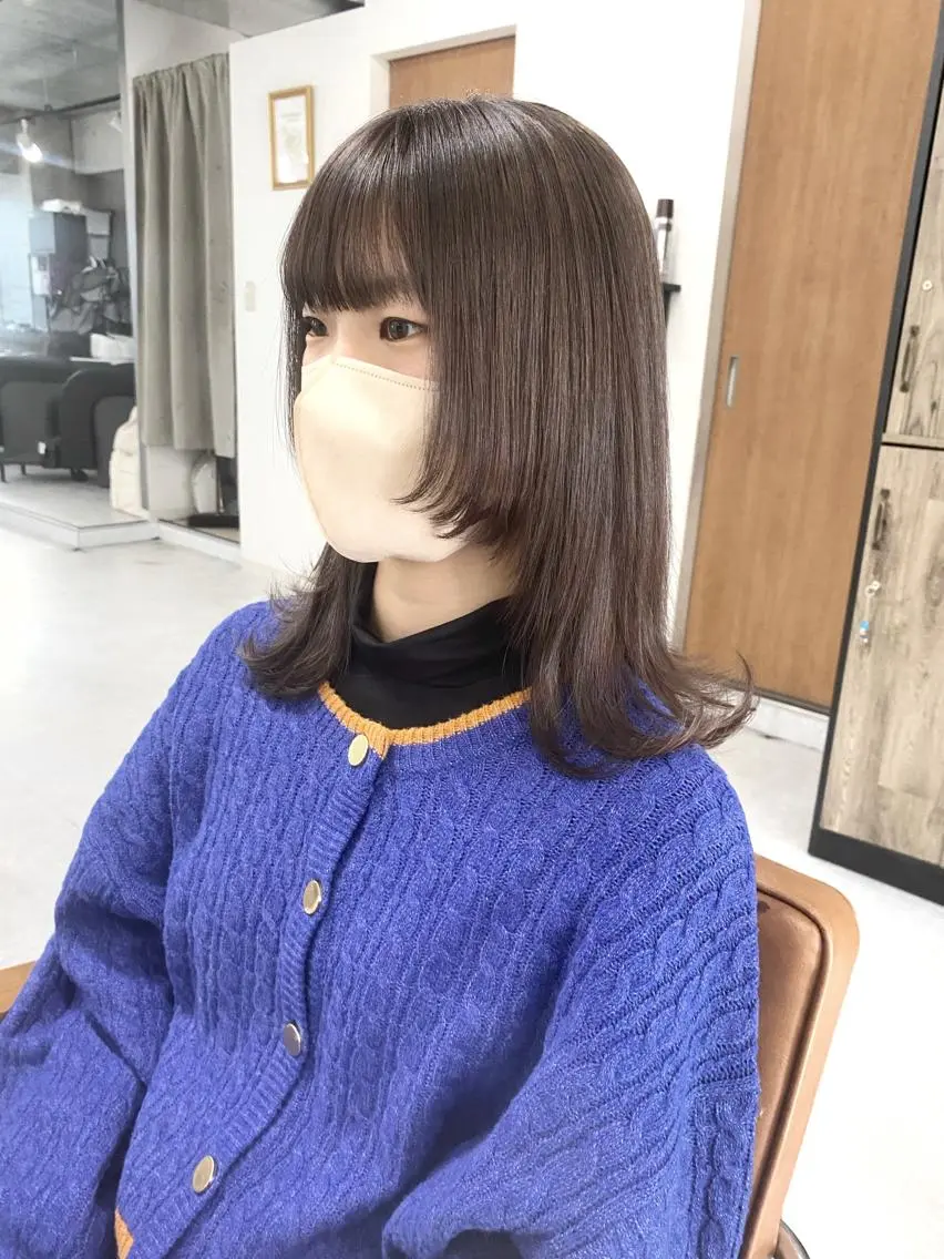 セミロング カラー ヘアアレンジ ブリーチ ケアブリーチ ダブルカラー ハイライトカラー イルミナカラー 🌷FUKA🌷 まろやかハイトーンのヘアスタイル