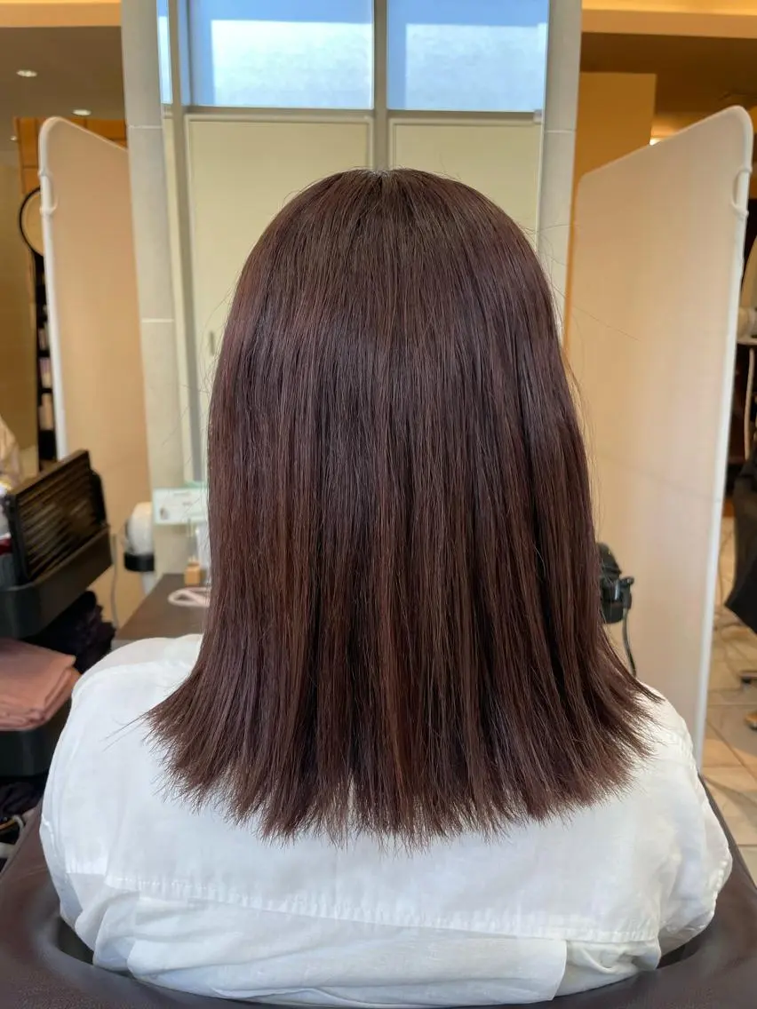 ミディアム ピンクブラウン カット ヘアカラー 新籾 尚哉のヘアスタイル