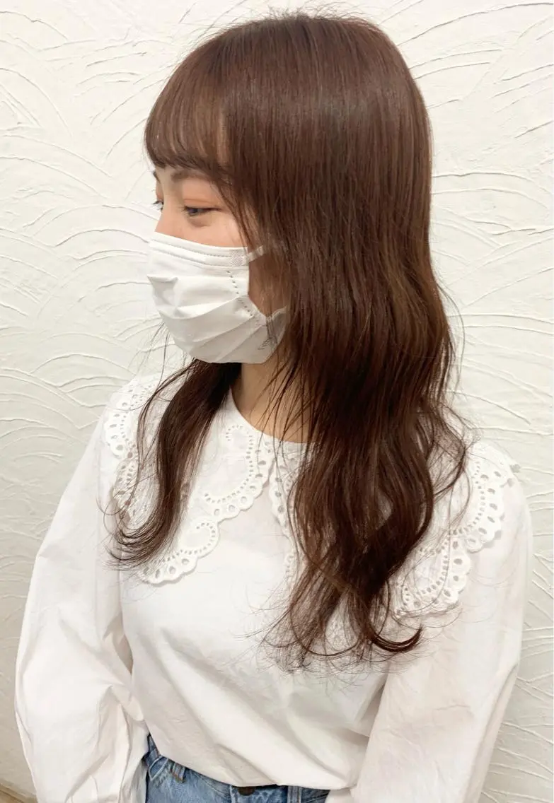 ロング カラー オレンジ 菅野 愛のヘアスタイル
