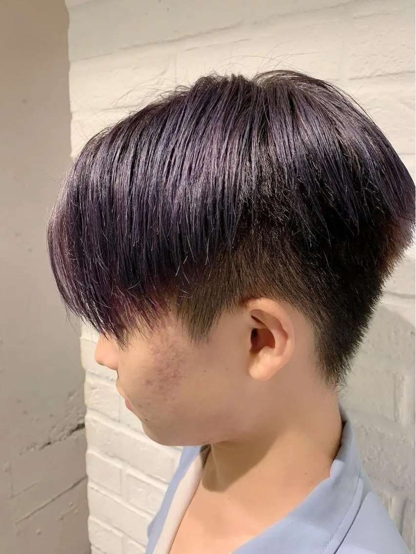 ショート カラー メンズ パープルカラー ヘアカラー トリートメント 💛丁寧さNo.🥇 🧸片山智裕💛のヘアスタイル