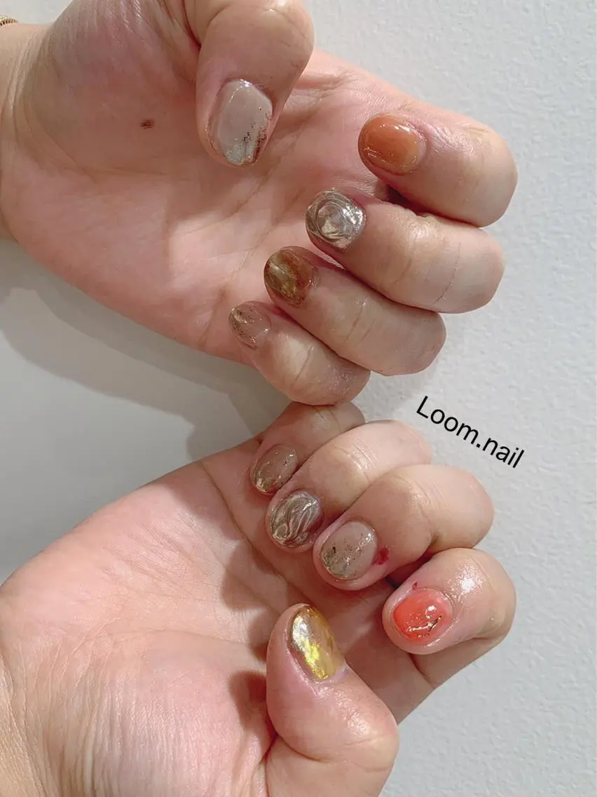 ネイル ニュアンスネイル オレンジ hrd manamiのネイルデザイン