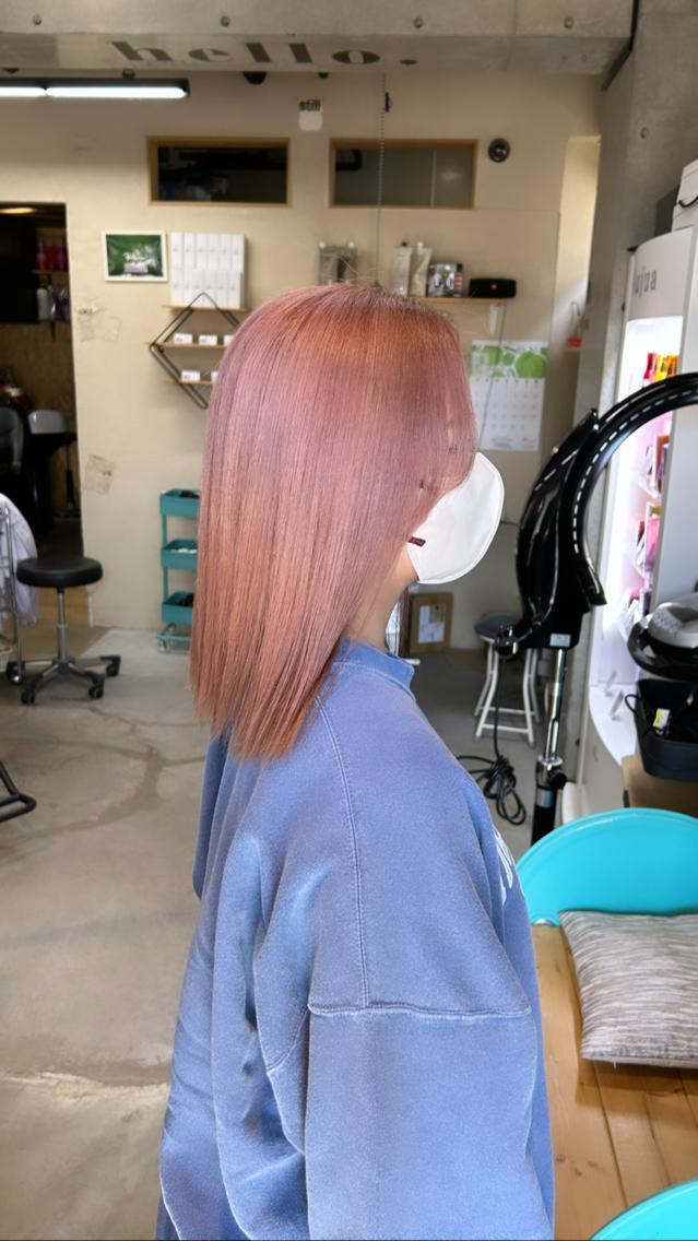 カラー ベージュカラー ピンクカラー ピンクベージュ デザインカラー／ 梶本 乃梨叶のヘアスタイル