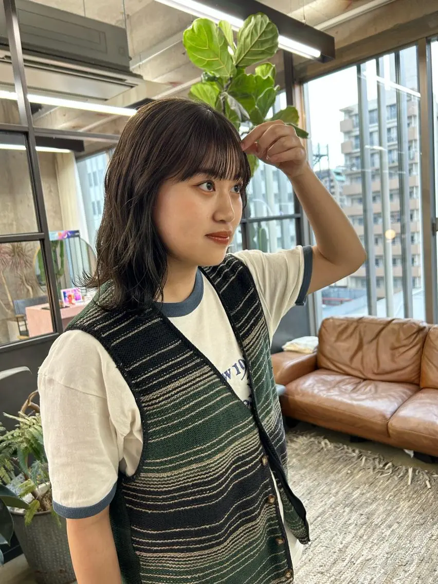 セミロング カラー ブラウンカラー オリーブカラー オレンジ オレンジブラウン maho/垢抜け カラーパーマのヘアスタイル