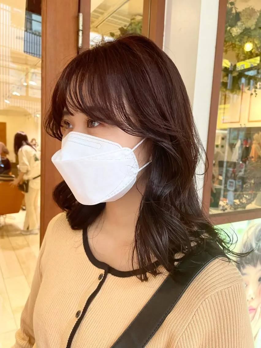 セミロング カラー ブラウンカラー ピンクカラー ピンクブラウン くびれヘア 清水　ちひろ ✄トップスタイリストのヘアスタイル