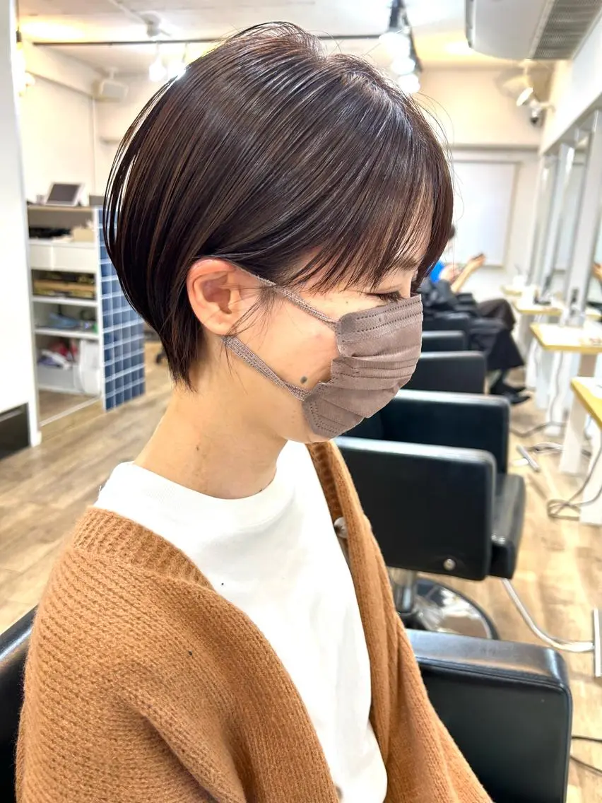 ショート 丸みショート ボブ ハイライト 髪質改善 ショートヘア 中北篤志 ショートボブのヘアスタイル