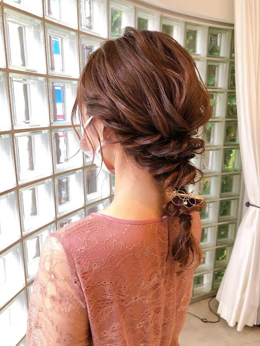 セミロング ヘアアレンジ 結婚式・ブライダル 着付け 池田 みのりのヘアスタイル