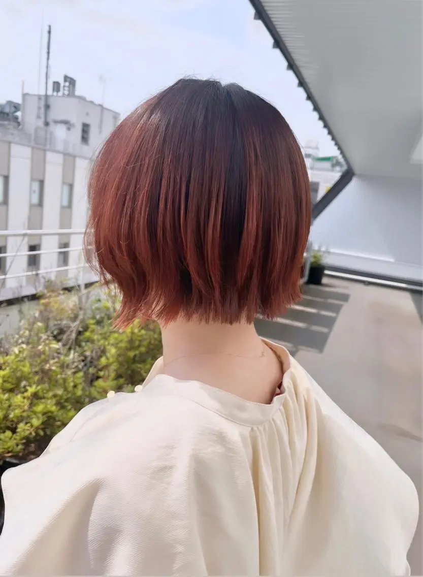 ミディアム カラー ブラウンカラー オレンジ オレンジブラウン ROW町田★ 船木のヘアスタイル