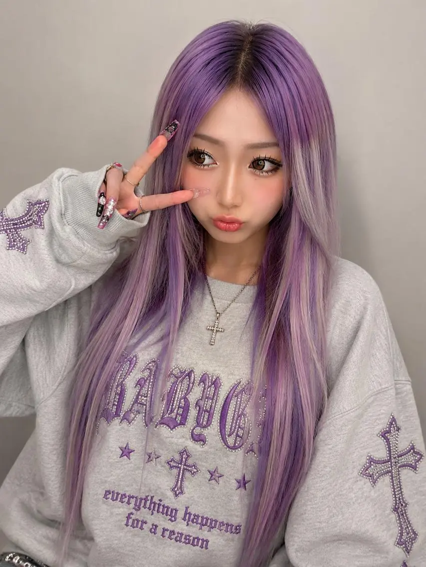 カラー ロング カラー ×シールエクステのヘアスタイル