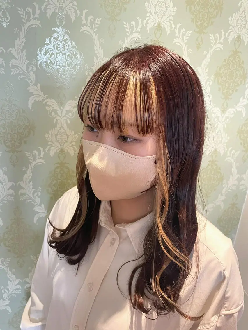 ロング カラー ミストバング フェイスフレーミング EARTH中島 秋桜久のヘアスタイル