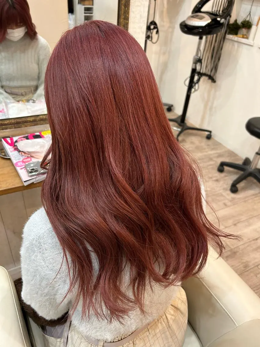 ロング カラー ブリーチ ブリーチなしカラー ピンクカラー 🦖manami 🦖のヘアスタイル