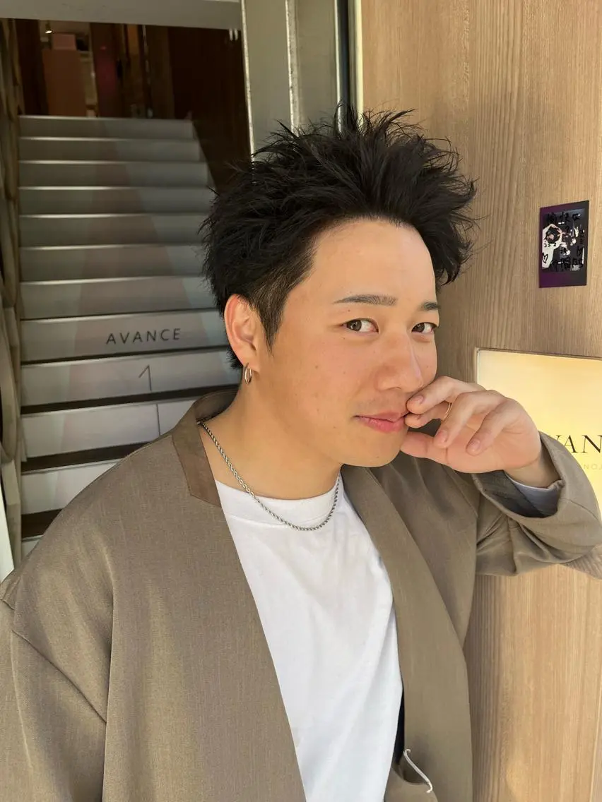 ショート カラー パーマ メンズ スパイキーショート ショートヘア カット ヘアカラー AVANCE.難波 店長 松元のヘアスタイル
