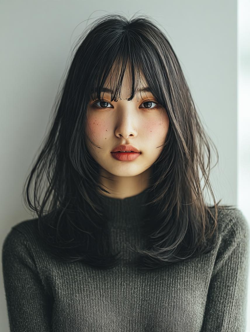 セミロング 🍒暖色×ハイトーン ×デザイン✨まなりのヘアスタイル