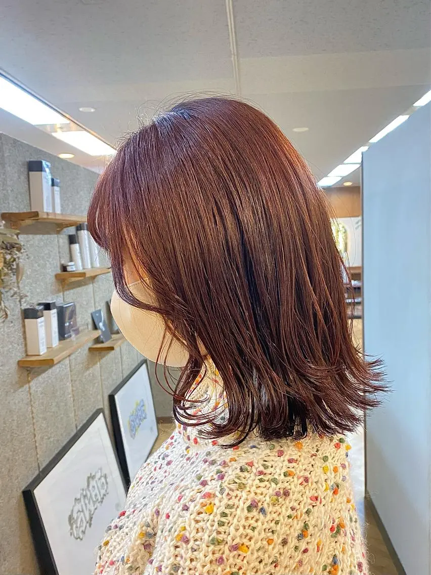 ミディアム カラー カット ヘアカラー トリートメント ハル🌸柔色/ ブリーチなし/艶髪のヘアスタイル