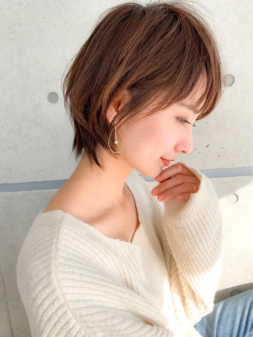 ショート カラー パーマ レイヤーボブ/ボブ 仲川和人のヘアスタイル