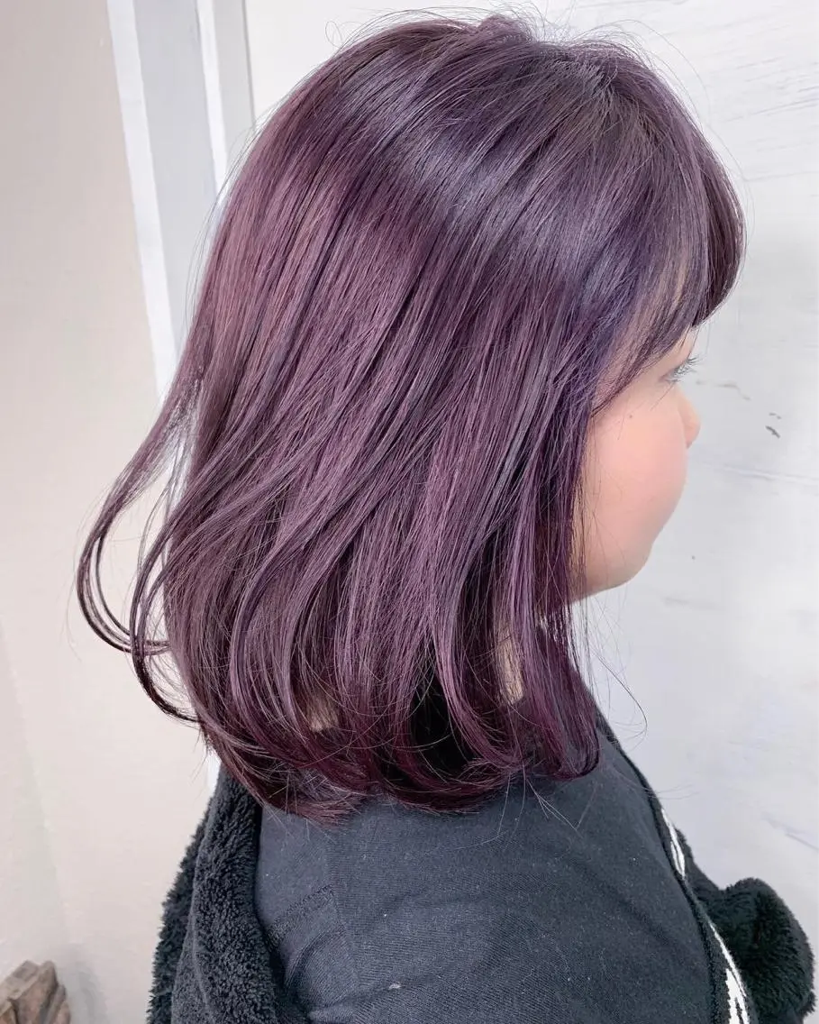 ミディアム カラー ブリーチ ラベンダーカラー ヘアカラー エクステ BOX mico.のヘアスタイル