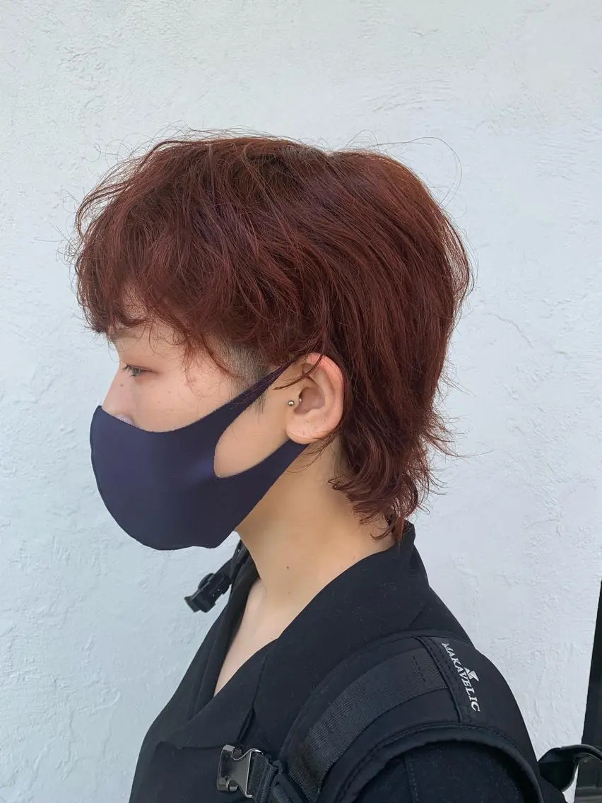 ショート カラー ブリーチ ブリーチなしカラー オレンジ ショートヘア ウルフカット ヘアカラー トリートメント ヘッドスパ 艶髪レイヤー上田 紗也🇰🇷💗のヘアスタイル
