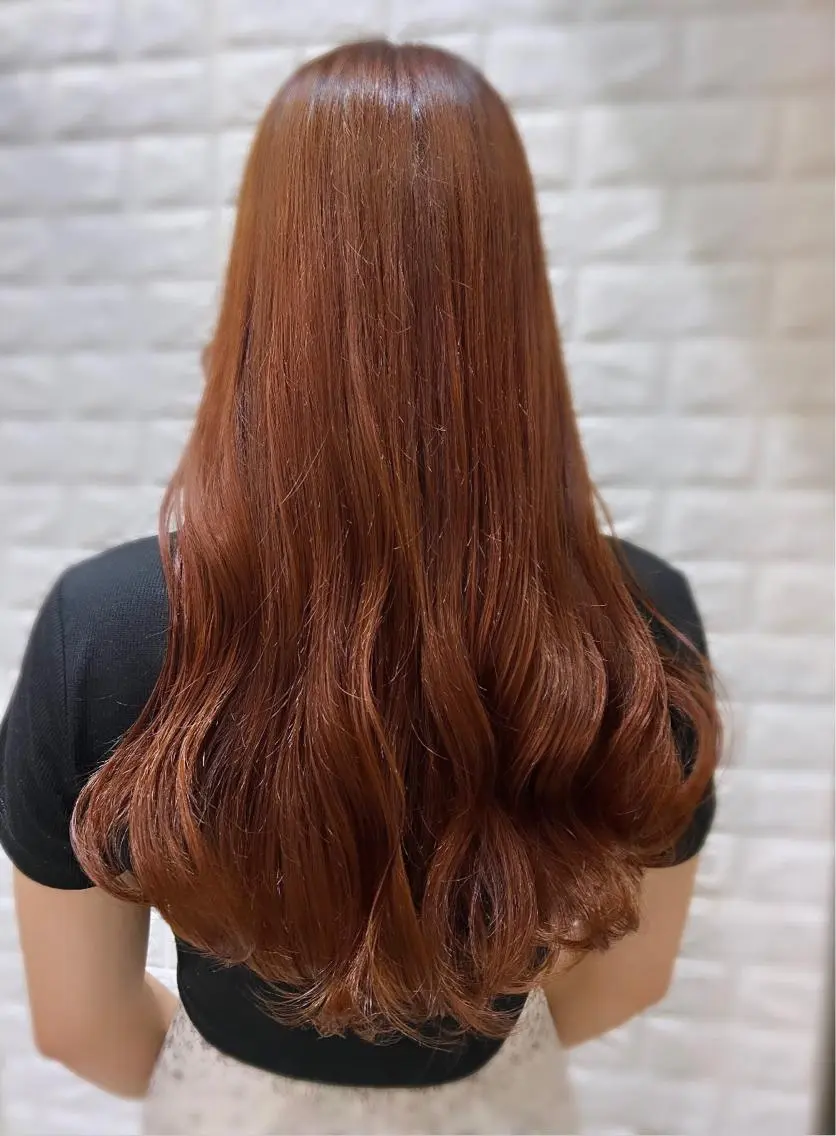 ロング カラー アプリコットブラウン ベージュカラー ブリーチ ブラウンカラー ダブルカラー ヘアカラー トリートメント 艶髪 ♡Tomiyaのヘアスタイル