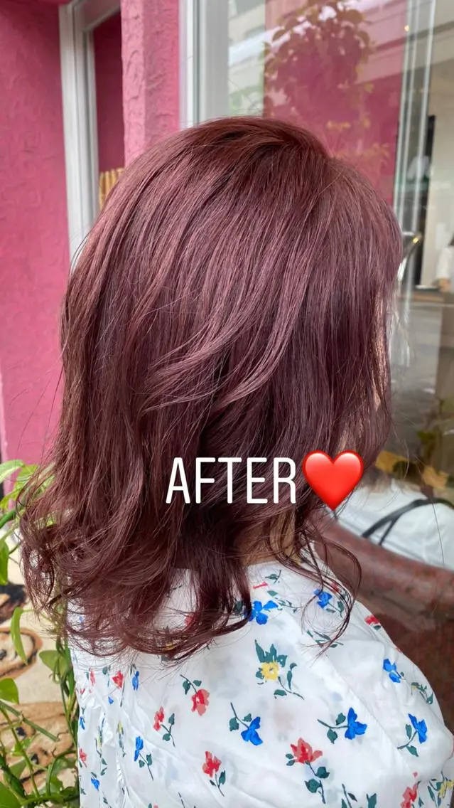 ミディアム カラー ヘアカラー デザインカラー✨新倉 佑奈のヘアスタイル