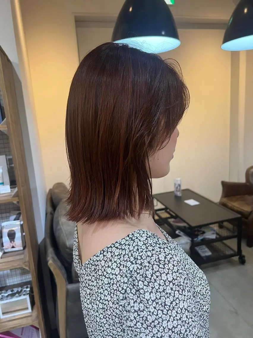 ミディアム カラー ブラウンカラー オレンジ オレンジブラウン beleefric 🩵チセのヘアスタイル