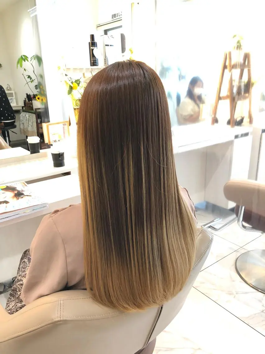 ロング パーマ 縮毛矯正 安井 昴 💫ブリーチ縮毛矯正のヘアスタイル
