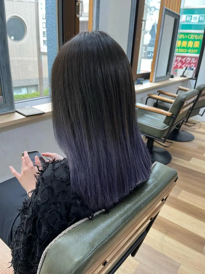 セミロング カラー ヘアアレンジ アッシュ グラデーションカラー ラベンダーカラー ラベンダーアッシュ 【艶カラー】石山拓人 /ブリーチのヘアスタイル