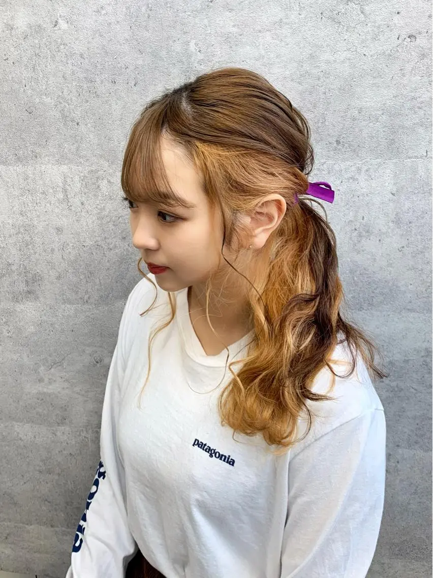 ロング カラー オレンジ 今野 美栄のヘアスタイル