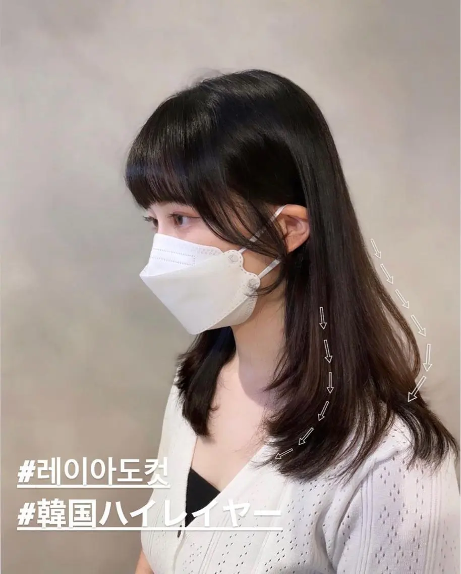 セミロング ハイレイヤー 韓国風ヘア レイヤーカット カット ヘアカラー トリートメント ❤︎︎韓国ヘア❤︎︎ 𝑺𝒉𝒊𝒉𝒐のヘアスタイル