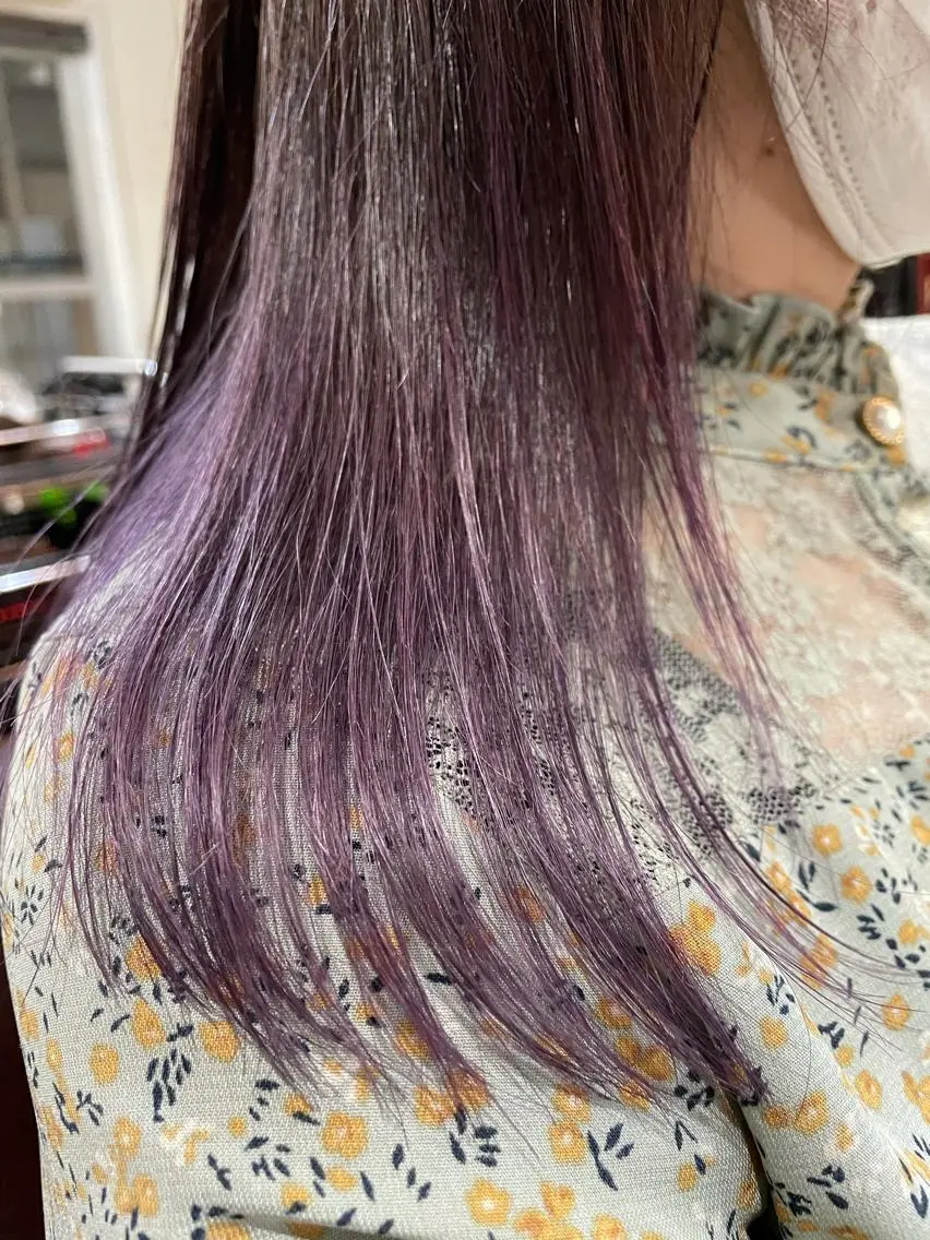 セミロング パープルカラー ヘアカラー トリートメント 縮毛矯正の達人 ☆ 松本のヘアスタイル