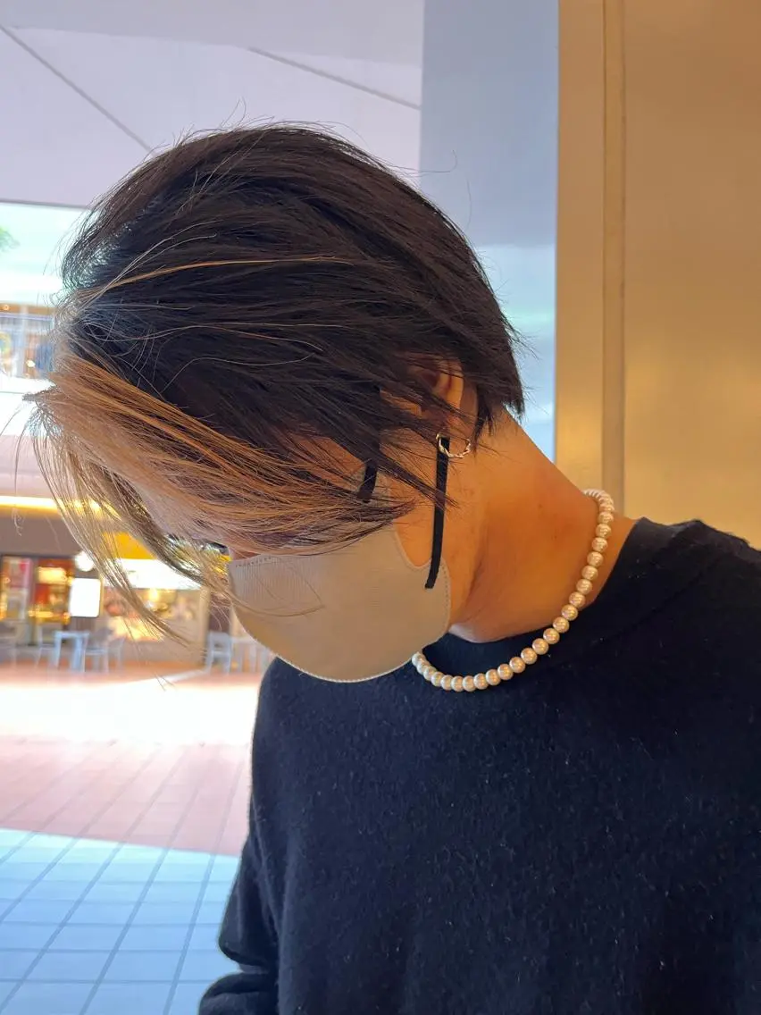 ミディアム カラー メンズ センターパート ミストバング  フェイスフレーミング 似合わせレイヤー✄﻿ ヨシノ マサキのヘアスタイル