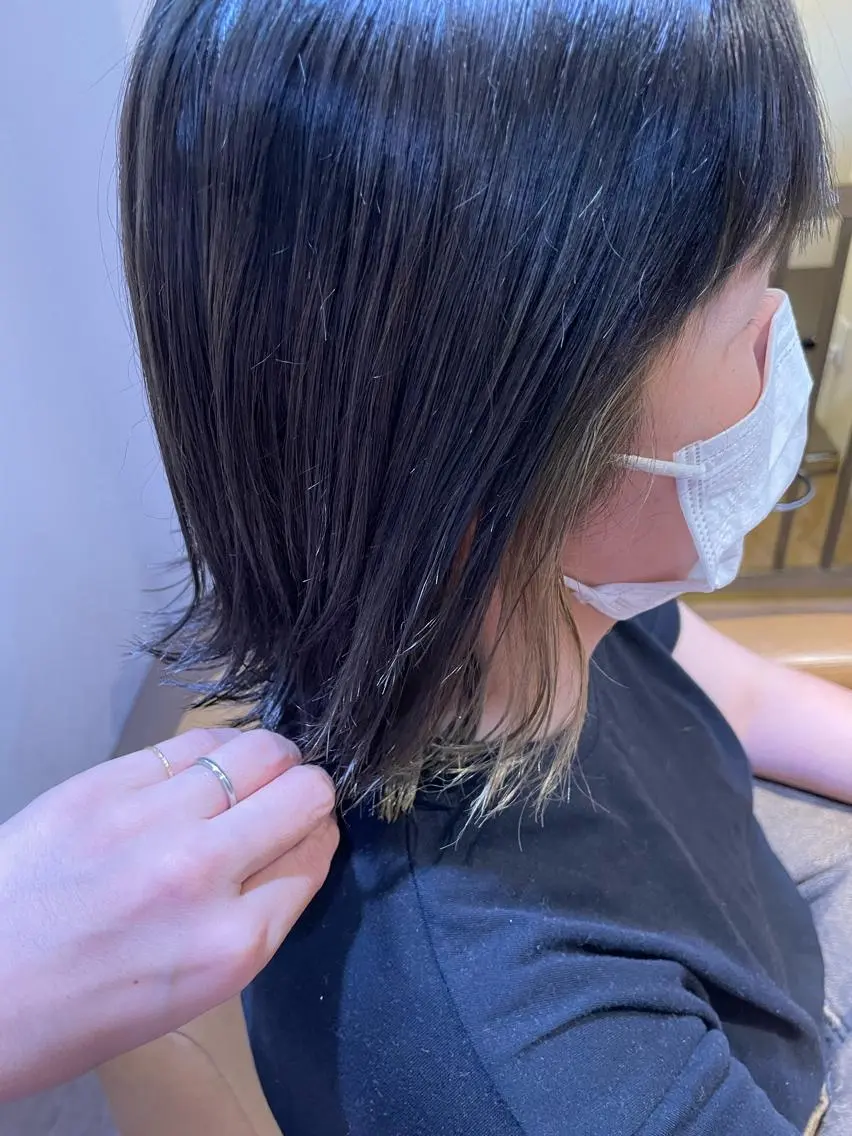 ショート カラー ミストバング  フェイスフレーミング インナーカラー モードケイズ塚口 河野髪質改善ioLuのヘアスタイル