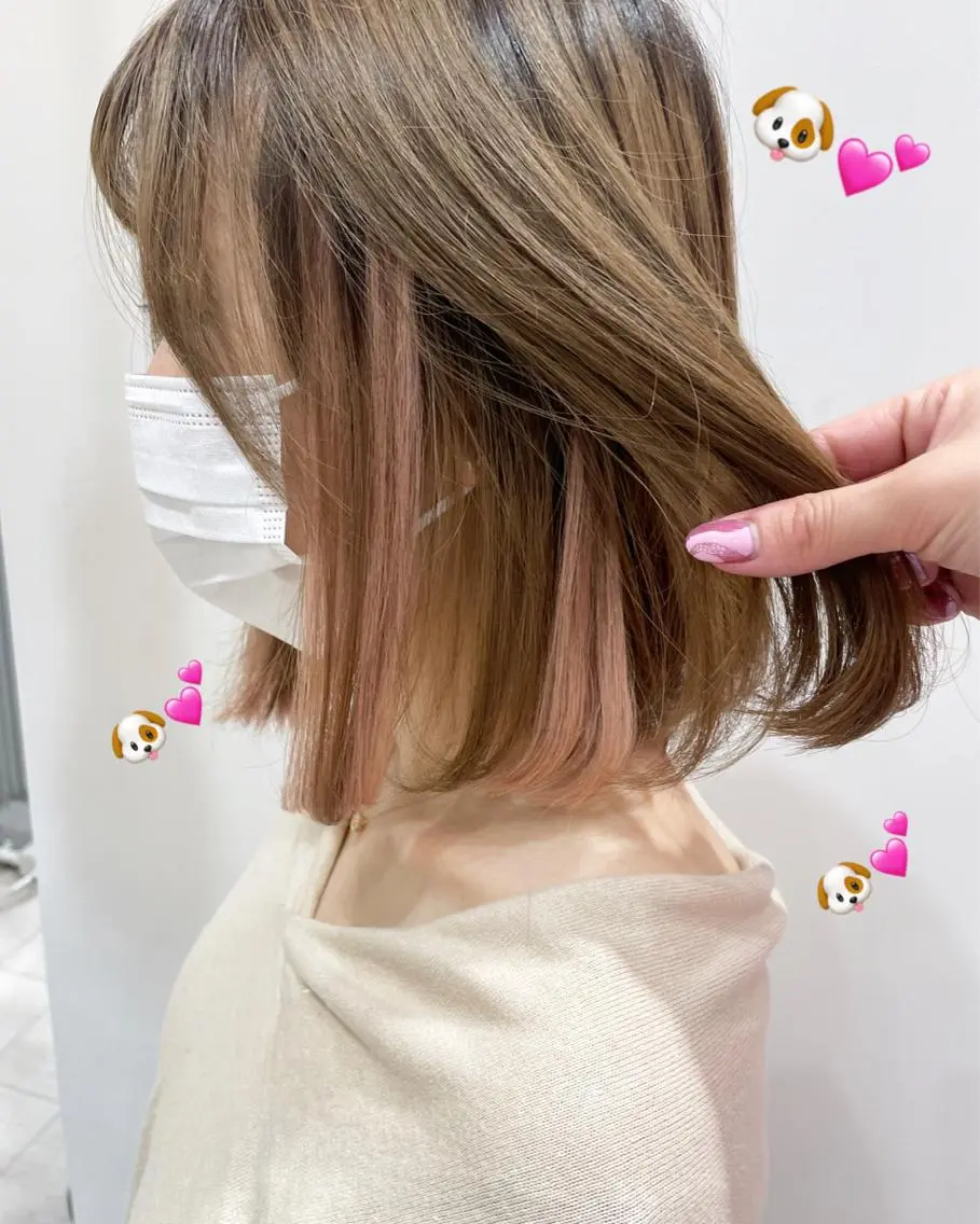 ショート カラー シールエクステ ピンクカラー エクステ 新宿駅近♡個室 ♡関口三都季🌜のヘアスタイル