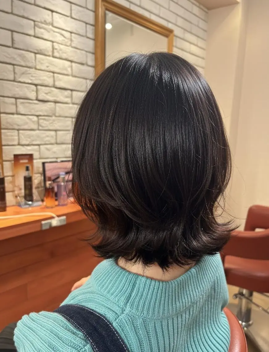 ミディアム くびれヘア 韓国風ヘア レイヤーカット 小顔カット カット トリートメント ヘッドスパ flencia 丸 和博|カットのヘアスタイル