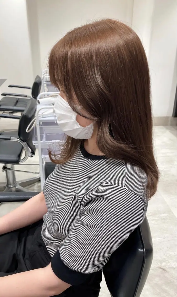 ミディアム カラー ブリーチ ブラウンカラー チョコレートブラウン ブリーチなしカラー カット ヘアカラー トリートメント ヘッドスパ スキバサミを使わない カット🌼唯🌼のヘアスタイル