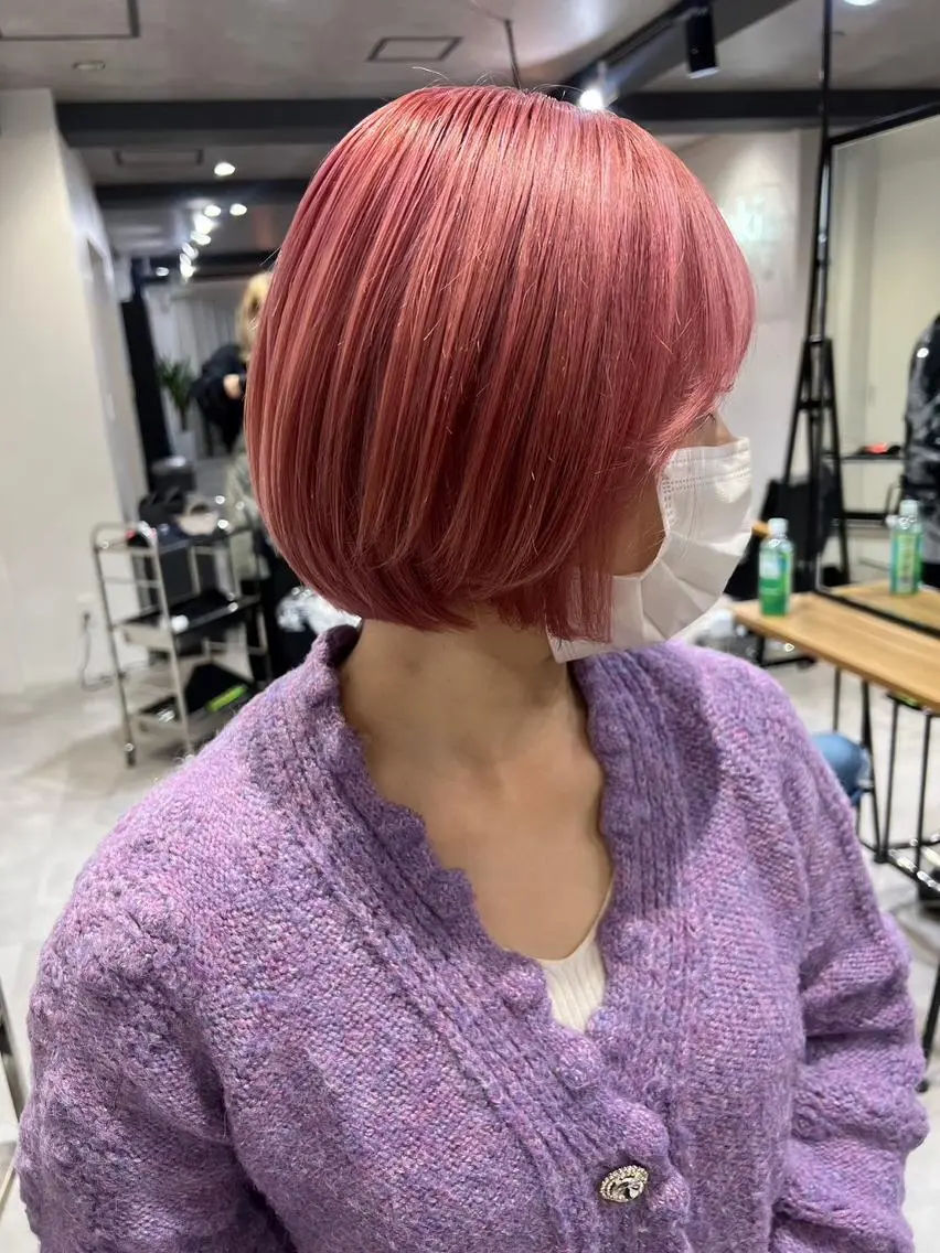 ショート カラー ピンクカラー 顔周りカット ショートヘア 🎀ブリーチ ハイト ーン ♡Kanon♡のヘアスタイル