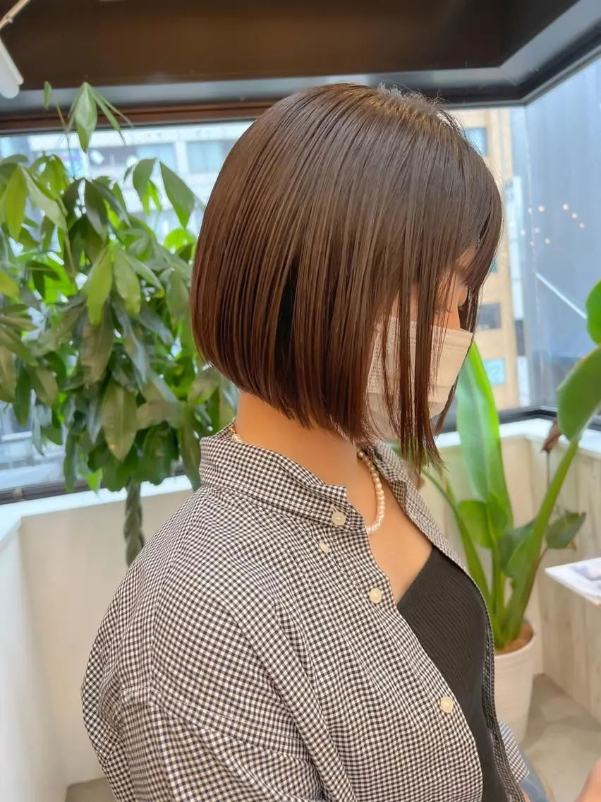 ショート カット ヘアカラー トリートメント ボブ/縮毛矯正 髪質改善/もえるのヘアスタイル