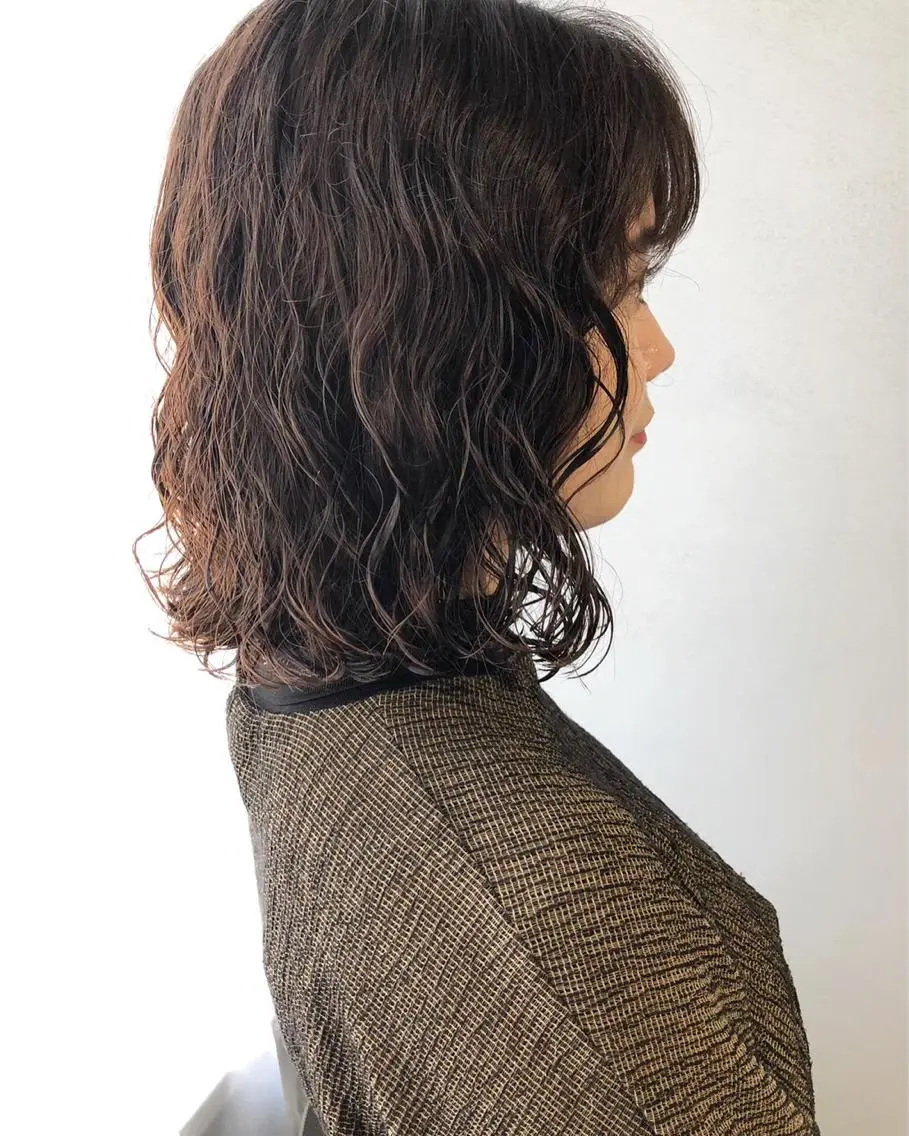 ミディアム パーマ カット パーマ トリートメント ボブパーマコテ巻き風 パーマNo1深江秀平のヘアスタイル