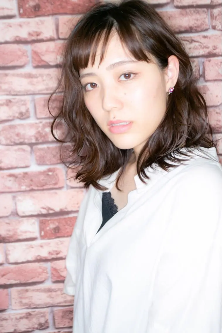 ミディアム カラー パーマ ヘアアレンジ ミディアムパーマ ベリショディレクター 小野 健太郎のヘアスタイル