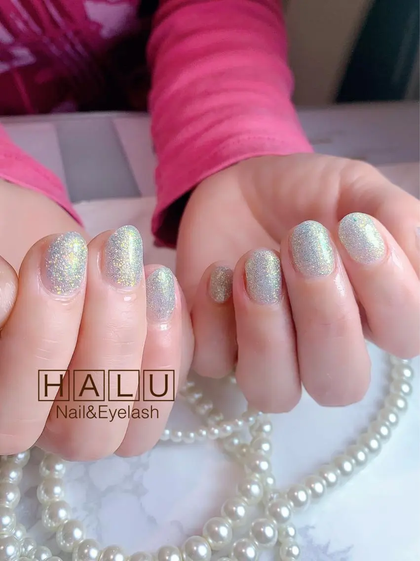 ネイル グリーン ラメ(グリッター) HALU ハルのネイルデザイン