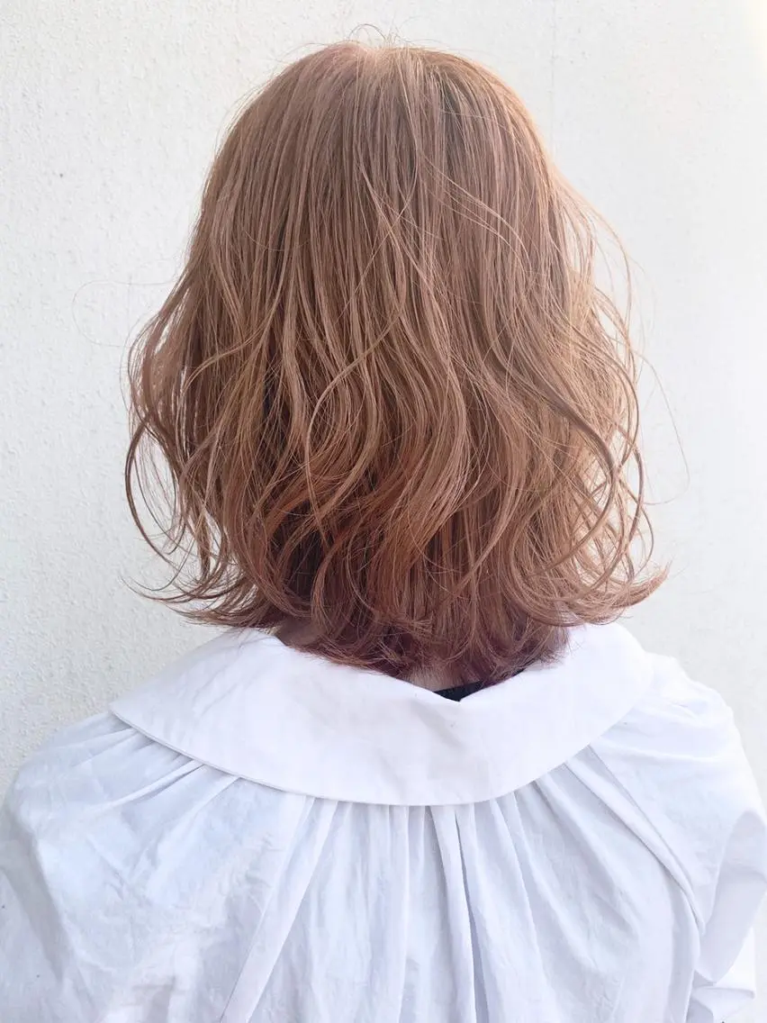ミディアム カラー パーマ ヘアアレンジ オレンジ ボブ ITbyALBUM 中野店のヘアスタイル