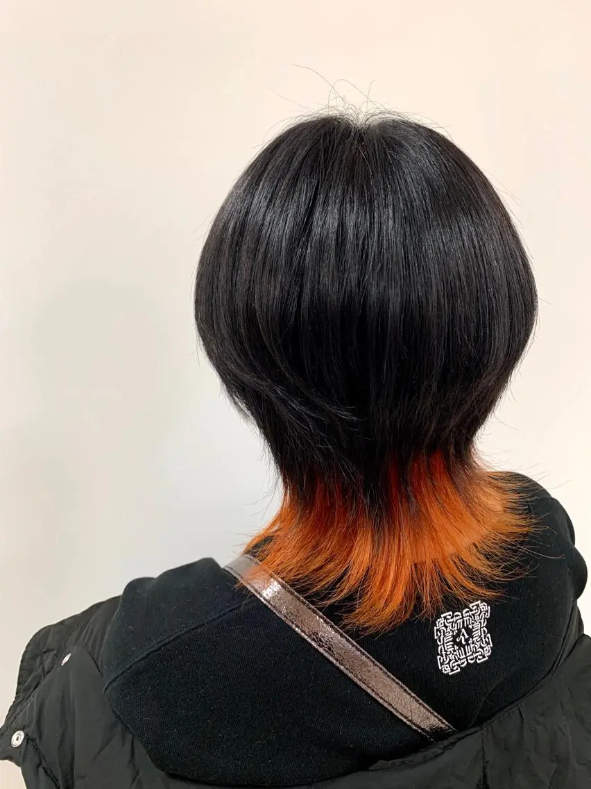 ミディアム カラー ウルフカット ヘアカラー トリートメント ヘアセット ハイトーン/ウルフ /レイヤー/坂野幸伸のヘアスタイル