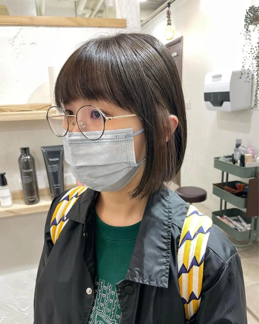 ミディアム カラー 切りっぱなしボブ ミディアムパーマ 透明感カラー デザインカラー ハイライトカラー 髪質改善 縮毛矯正/ レイヤー/銀座/本木のヘアスタイル